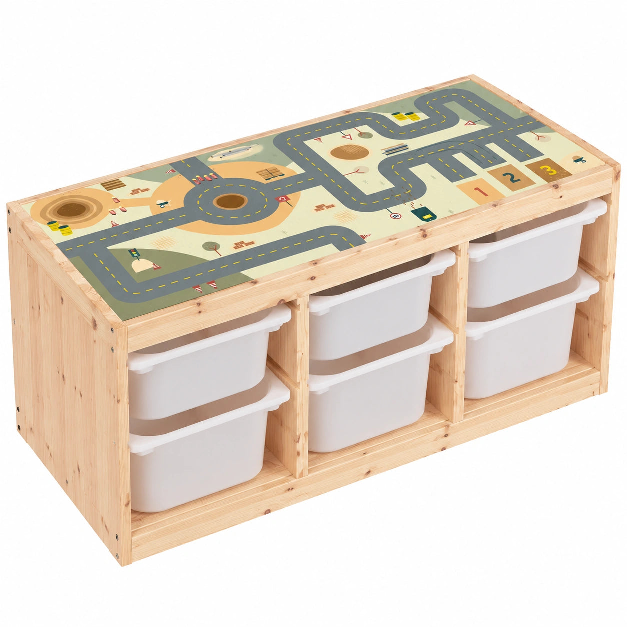 Selbstklebende Möbelfolie für IKEA TROFAST Regal, Kiefer – Bunte, blasenfreie Kinderzimmer-Dekoration
