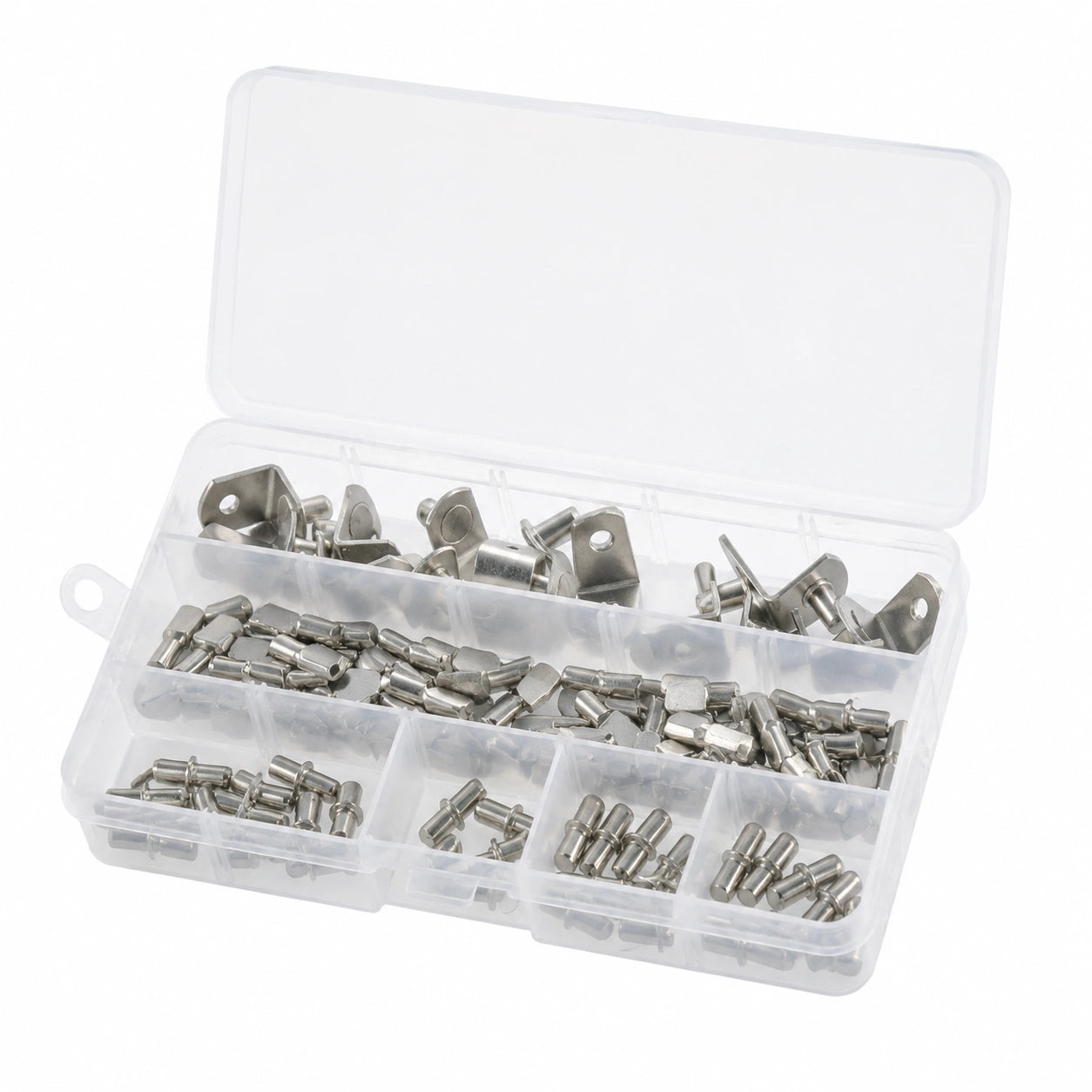 Swpeet 110-teiliger Regalbolzen-Set, 3 Designs, vernickelt, ideal für Regale und Schränke