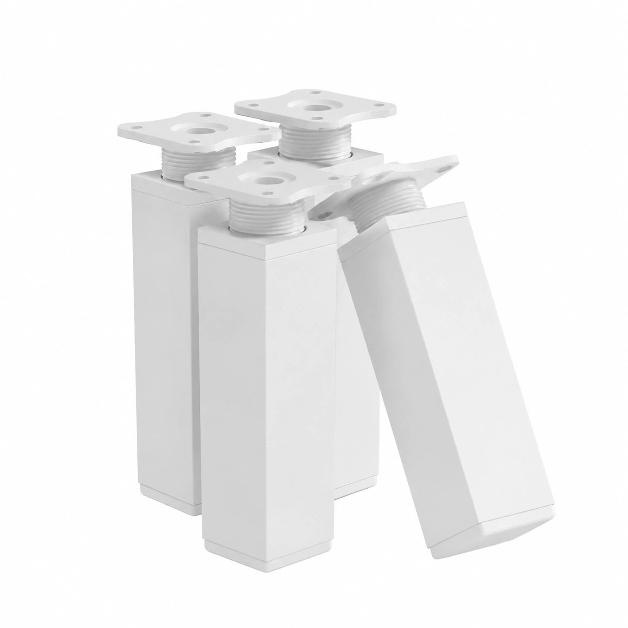 LouMaxx Verstellbare Möbelfüße 4er Set – Eckig 40x40x150mm Weiß mit Montageplatte – Alu-Schrankfüße für DIY-Möbel