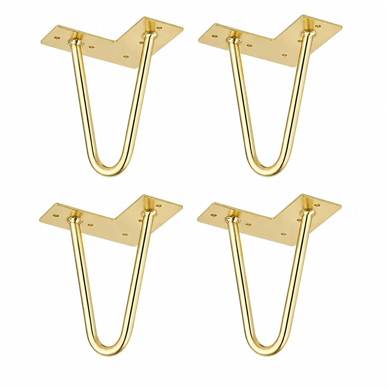 Goldene Haarnadel-Tischbeine 10cm, 4er Set, Moderne Metallmöbelbeine mit Bodenschonern, Austauschbare Beine für Schreibtisch, Couchtisch, Nachttisch, Regal und Schrank