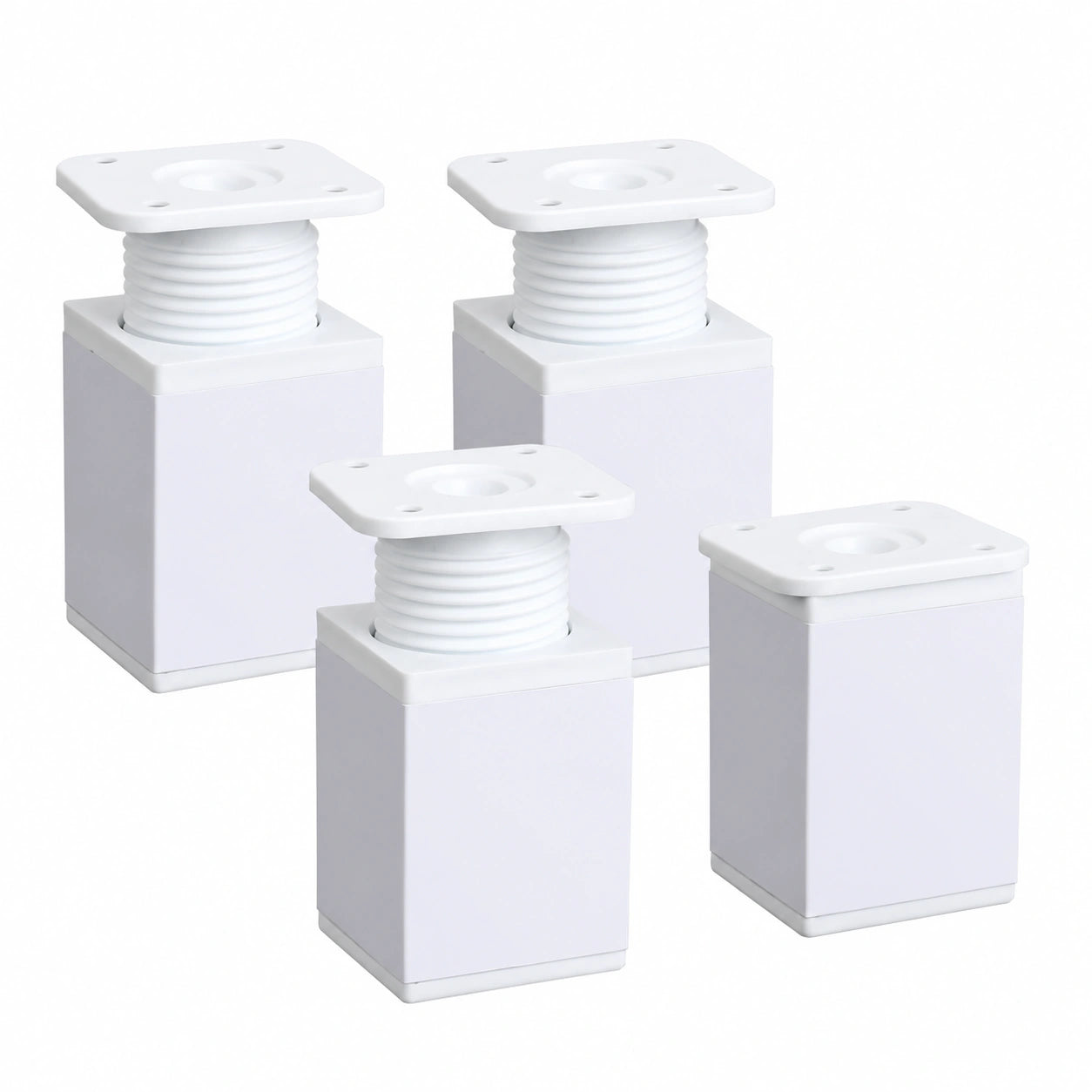4er Set Höhenverstellbare Möbelfüße aus Aluminium, 6 cm, Weiß, für Tische, Schränke und Sofas