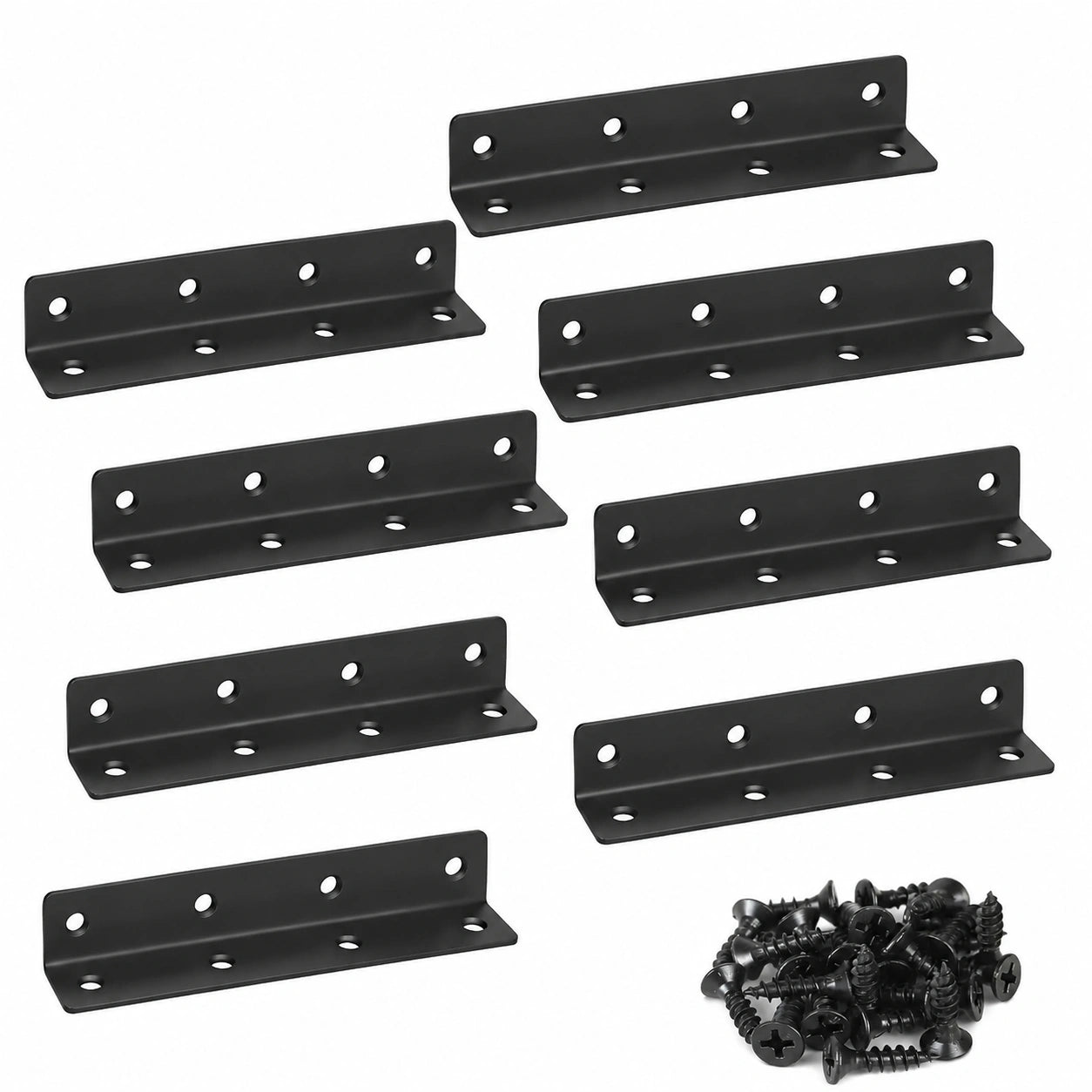 8er Set L-Form Winkelverbinder aus Edelstahl für Möbelmontage, Schwarz, 225x27x27 mm