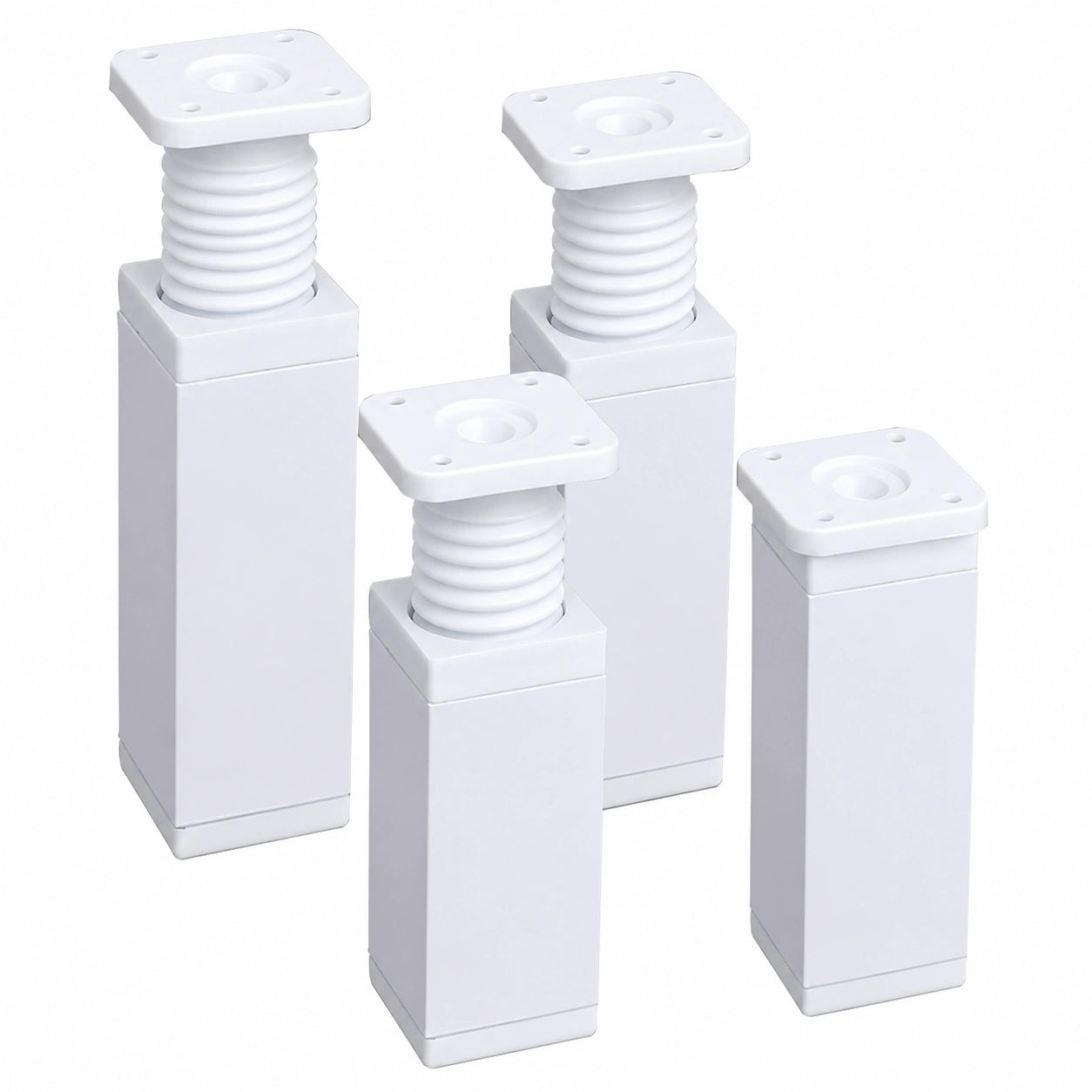 Höhenverstellbare Tischbeine aus Aluminiumlegierung, quadratisch, weiß, für Möbel wie Tische, Sofas und Betten (15 cm)