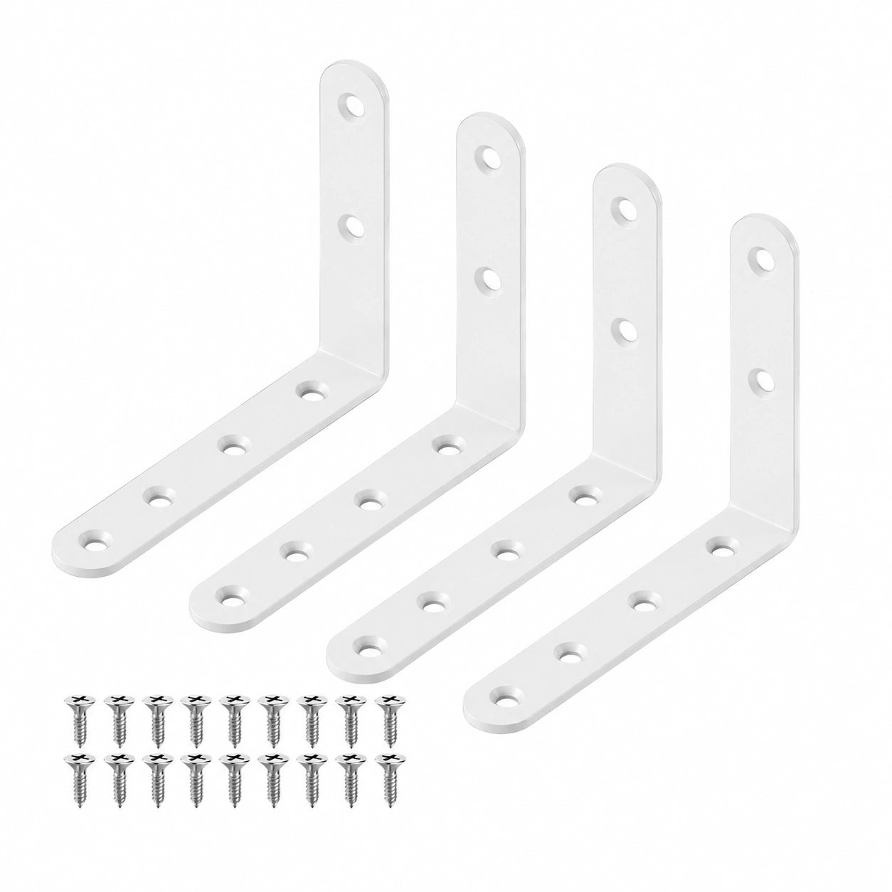 4er Set L-Winkel Schwerlast, 90 Grad, Weiß, Stabil und Modern, mit Schrauben für Regale und Möbel