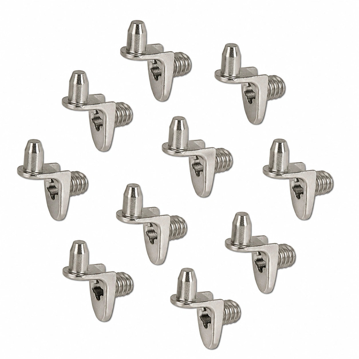 Gedotec Regalbodenhalter 10er-Set | Stahl vernickelt | Regalstifte für Küchenschränke und Möbel | Ø 5 mm Bohrloch