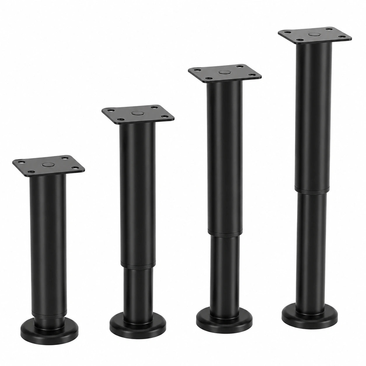 VETIN Höhenverstellbare Möbelfüße Schwarz 18-30cm, 4er Set für Schränke, Sofas, Betten und mehr
