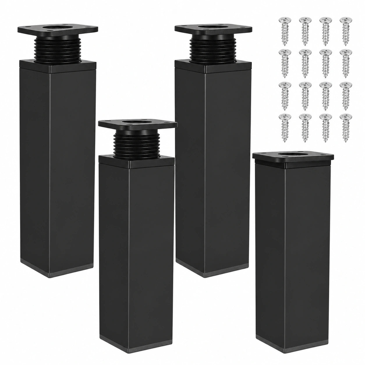 4er-Set Höhenverstellbare Möbelfüße aus Aluminiumlegierung, Schwarz, 15 cm, für Schränke, Tische und DIY-Projekte
