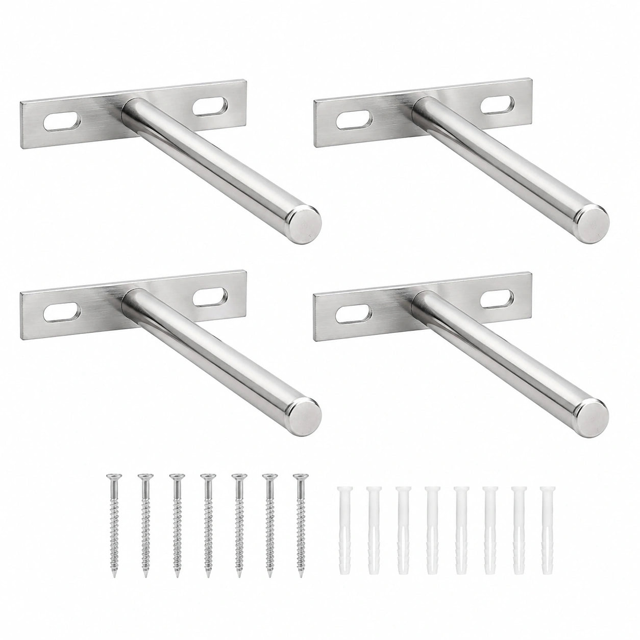 QWORK® Unsichtbare Regalhalterungen 4er Set 100mm inkl. Schrauben & Dübel