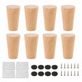 AKOLAFE Möbelbeine Set 8 Stück, Eiche, 8 cm, Inklusive Montageplatte & Schrauben, Stabil für Sofa, Bett, Stuhl & Tisch