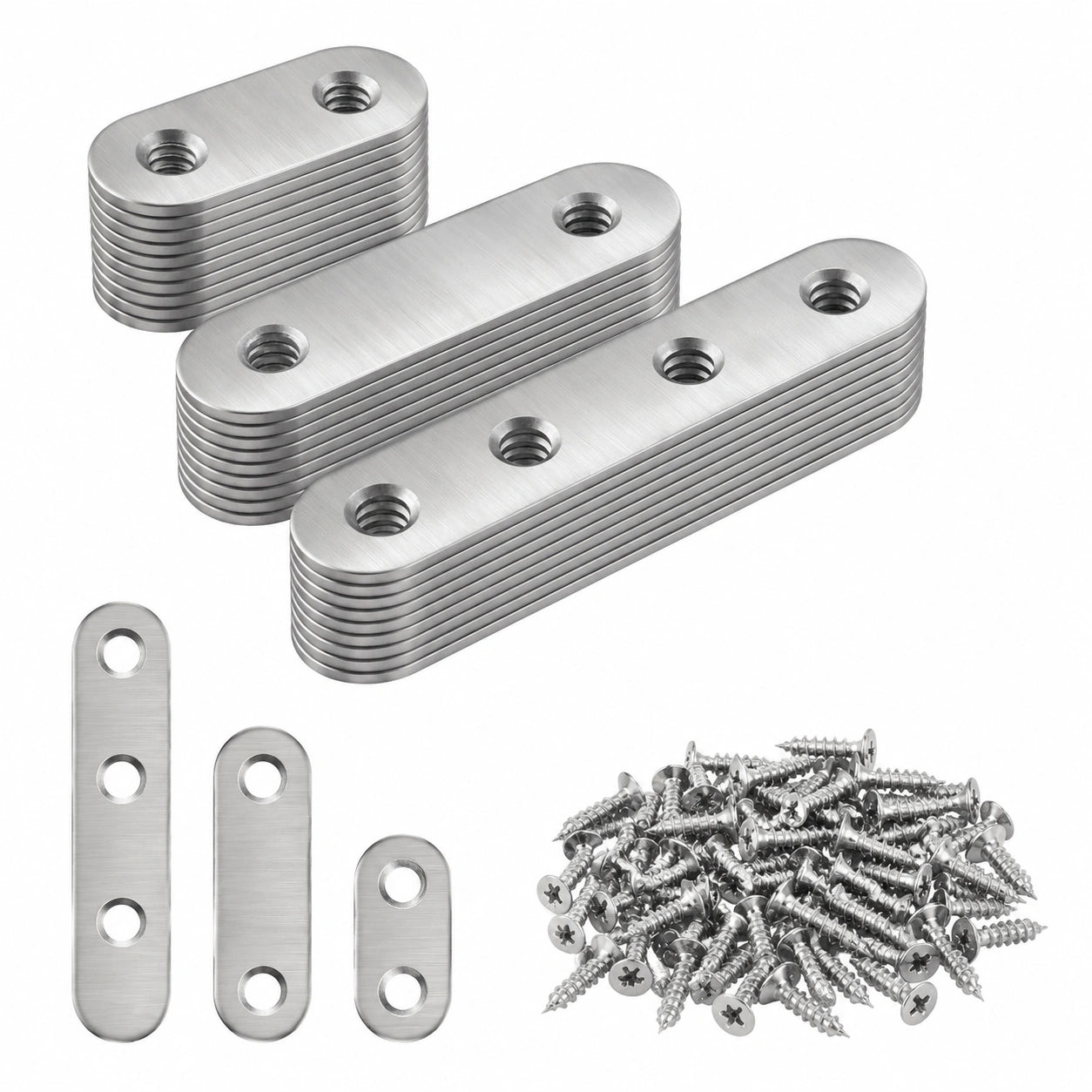 Edelstahl Flachverbinder Set, 30er Pack mit Schrauben, für Holzbau und Möbelreparatur