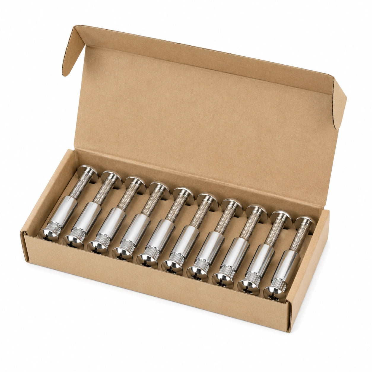 Gedotec M6 Möbelverbinder Schrauben Set, 10 Stk - Vernickelte Stahl Hülsenschrauben für Holzstärken 36-46 mm