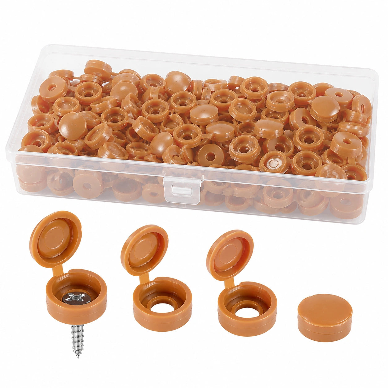 YIXISI 90 Klappschraubenabdeckungen aus Kunststoff, Scharnierkappen für Schrauben Nr. 6/8, Möbel- und Schrankzubehör, Braun