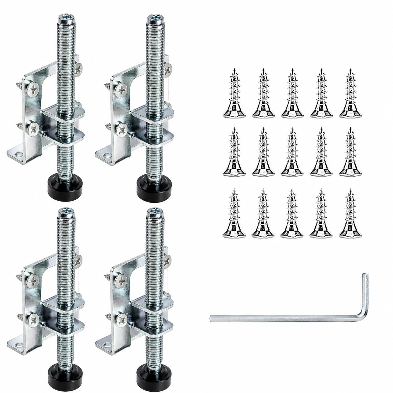 Einstellbare 4er-Set Möbelbeine aus Edelstahl für Schränke und Werkbank, Schwerlast-Nivellierer, 75mm Höhenverstellbar, M10