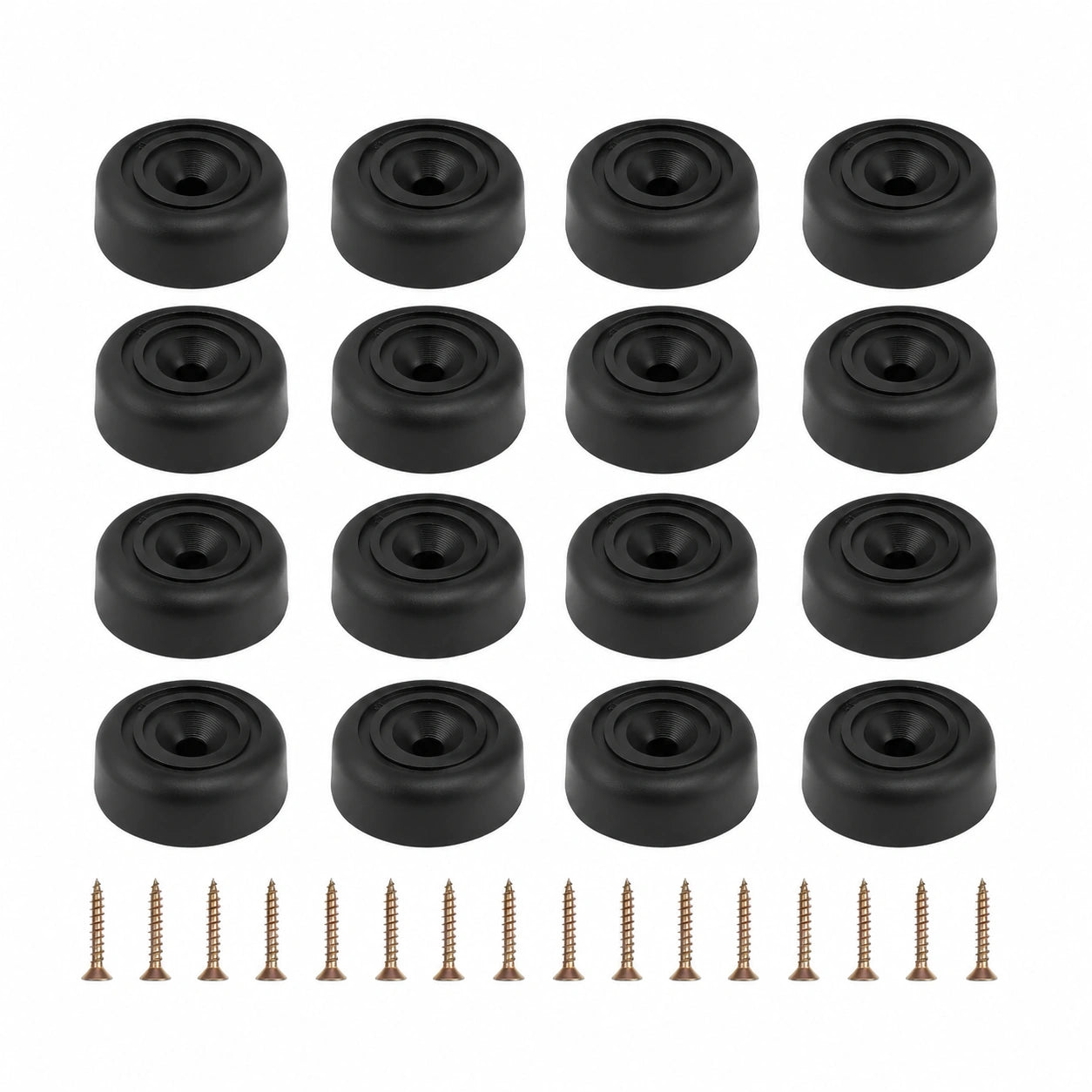 Runde Möbelfüße Set, 16 Stück Schrankbeine mit Schrauben, Ø 33 x H 13 mm, für Schränke, Stühle und Tische