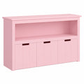 FOREHILL Kinder Regal auf Rollen, Spielzeug-Aufbewahrung mit 3 Boxen, Weiß/Rosa, 102x33x61,5 cm
