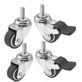 Möbelrollen Set 25mm mit Bremsen, 360° Drehbar, 4er Pack, Spurlos und Leise