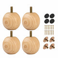 La Vane 5cm Kugelfüße aus Eschenholz, 4er Set, moderne Möbelbeine aus Massivholz mit M8 Montagesätzen, ideal für Sofa, Schrank, Bett und Regal