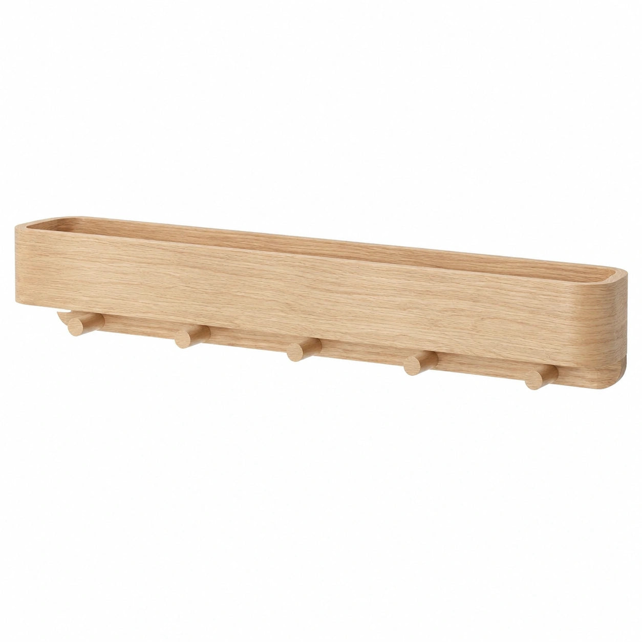 Kazai. Wandgarderobe Toke | Modernes Design mit unsichtbaren Haken | Garderobenleiste aus Echtholzfurnier | Eiche, Weiß