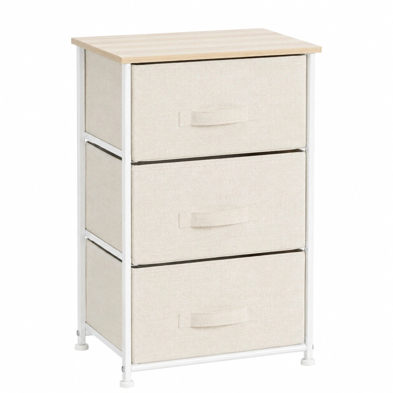 Relaxdays Regal mit 3 Stoffschubladen, vielseitige Aufbewahrungseinheit aus Metall und Holz, 73x45x30 cm, beige