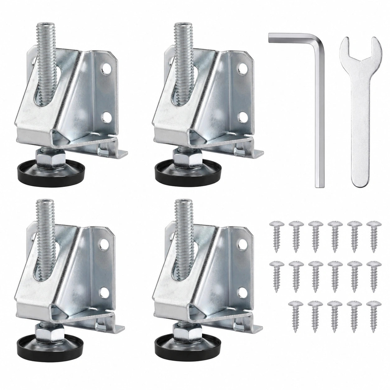 Verstellbare Möbelfüße 4er Set, 115mm Höhenverstellbar, Schwerlast bis 600kg, M10 Nivellierfüße für Schränke, Tische und Regale, Silber